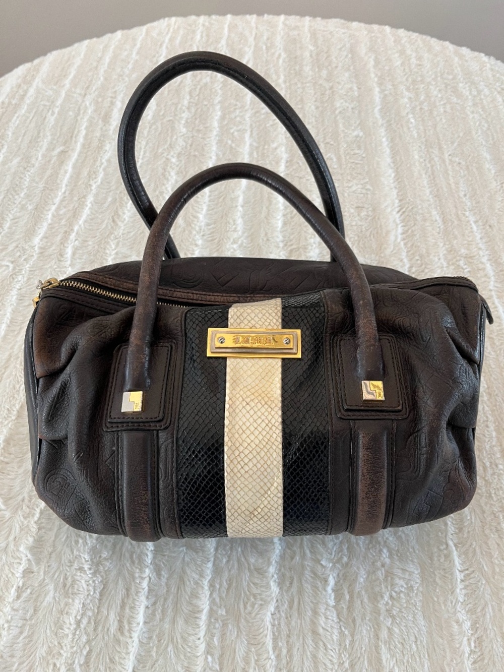 L.A.M.B. Music Fadeout leather satchel by Gwen Stefani in dark brown
